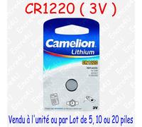 5 Piles CR1220 / 5012LC Camelion Bouton Lithium 3V