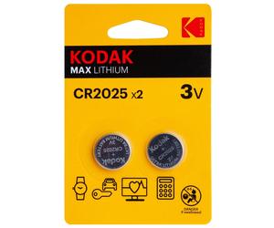 Pile lithium CR2025 3V KODAK MAX Blister de 2 piles (Vendu par 12)