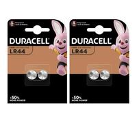 Pile LR44 DURACELL lot de 4 piles alcalines 1,5V LR 44 A76 V13GA AG13 1.5 Volts, pile bouton, péremption éloignée, capacité 105mAh