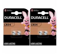 Pile LR54 DURACELL lot de 4 piles alcalines 1,5V LR 54 V10GA AG10 LR1130 1.5 Volts, pile bouton, péremption éloignée, capacité