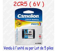 Pile Photo Lithium CR-P2 223 DL223A CRP2 6V 6 volts : à l'unité ou par lot de 5
