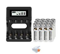 Pile rechargeable AA au lithium-ion, capacité de 3500mWh, sûre et durable, différentes options de conditionnement, 12 piles 1 chargeur