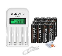 Pile rechargeable AA, tension 12V, chimie NiMH, 12AA 1 chargeur