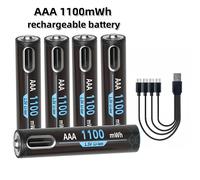 Pile rechargeable AAA 1,5 V, 1100 mWh, pile au lithium avec port USB de type C, pour jouets télécommandés, avec câble de chargement. 12pcs battery