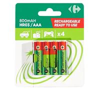 Pile rechargeable AAA/HR03 800mAh préchargée x4 CARREFOUR