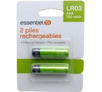 Pile rechargeable ESSENTIELB LR03 AAA Lot de 2 piles 700mAh