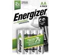 Energizer Piles rechargeables AA (HR6) 1300 mAh Universal – Lot de 4
