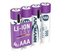 Ansmann Piles rechargeables Li-Ion Micro AAA 500 mAh 4 pièces - câble de chargement inclus
