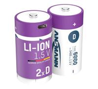 Pile rechargeable USB-C Li-ion Type D 5400 mAh 1,5V - pack de 2 ANSMANN