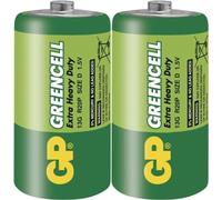 Pile zinc-carbone GP Greencell 13G-S2, R20, 2 pièces par paquet, rétractable, 1,5V