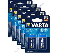 Piles 9V 6LR61 Alcaline Varta Longlife Power X 10