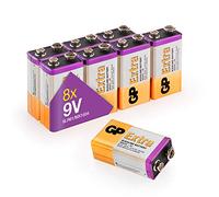 Piles 9V - Lot de 8 Piles | GP Extra | Batterie 9v alcaline 6f22-6lr61 - Longue durée