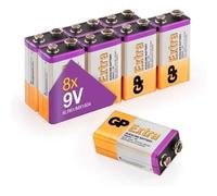 Piles 9V - Lot de 8 Piles | GP Extra | Batterie 9v alcaline 6f22-6lr61 |Longue durée, très puissantes, utilisation quotidienne
