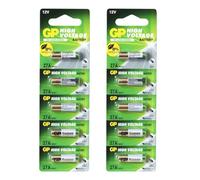 Piles A27 12V (27A MN27 V27A) 12 Volts, 10 pièces (2 packs de 5 piles), GP Batteries, haute performance et durée de vie extra longue