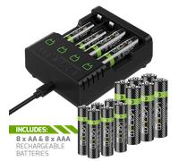 Venom Power Recharge - Station de Recharge avec 8 Piles AA 2100 mAh et 8 Piles AAA 800 mAh