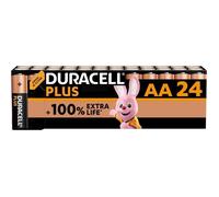 Piles AA - DURACELL - Plus - Alcalines 1,5V - Lot de 24 - Longévité jusqu'à 100% plus longtemps