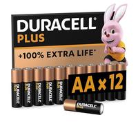 Piles AA Duracell Plus (lot de 12) - Alcalines 1,5V - Jusqu’à 100% plus longtemps - Idéales pour les appareils du quotidien - Emballage 0% plastique - Conservation 10 ans - LR6 MN1500