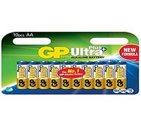 Piles AA - Lot de 10 | GP Ultra Plus | Piles Stilo AA Alcaline de 1,5 V/LR06 - Longue durée de Vie