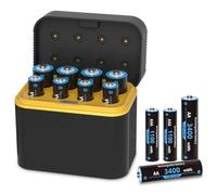 Piles AA Rechargeables et Chargeur, Batterie Haute capacité 3 400 mWh à Charge Rapide, Piles Lithium AAA 1,5 V pour caméra Blink, Serrure Intelligente, Manette de Jeu et télécommande.