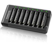 Piles AA Rechargeables POWEROWL Goldtop Pro avec Chargeur 8 Baies, Haute capacité 2800 mAh, Batterie NiMH Double A de qualité supérieure - 8 unités