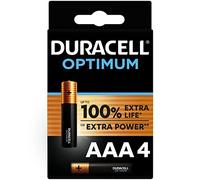 Piles AAA Duracell Optimum (Lot de 4) - Piles Alcalines 1,5V - Jusqu’à 100% Plus Longtemps ou Plus Puissant - Alimentez Vos appareils énergivores - Recyclable, 0% Plastique - LR03 MX2400