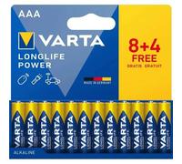 Piles AAA - Varta - Longlife Power - Alcalines - Lot de 12 - Fabriqué en Allemagne
