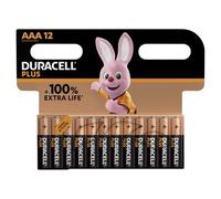 Piles alcalines AAA Duracell Plus, 1.5V LR03 MN2400, Paquet de 12