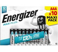Energizer Piles alcalines MaxPlus AAA 1,5V - Lot de 10 - 130% plus longue durée