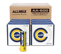 Piles alcalines Allmax AA de Puissance maximale (Premium Grade) - Batterie Double A Ultra Durable, durée de Vie de 10 Ans, Anti-Fuite - Fonctionne avec la Technologie EnergyCircle (600 unités)