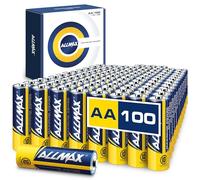 Piles Alcalines Allmax AA Mignon (LR6) à Puissance maximale (100 pièces) - Durée de Vie Ultra Longue : 10 Ans, étanche, adaptée aux appareils - alimentée par la Technologie EnergyCircle (1,5 Volt).