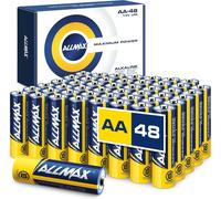 Piles Alcalines Allmax AA Mignon (LR6) à Puissance maximale (48 pièces)-Durée de Vie Ultra Longue : 10 Ans,étanche,adaptée aux appareils-alimentée par la Technologie EnergyCircle (1,5 Volt).