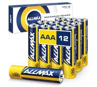 Piles Alcalines Allmax AAA Micro (LR03) à Puissance maximale (12 pièces) - Durée de Vie Ultra Longue : 10 Ans, étanche, adaptée aux appareils - alimentée par la Technologie EnergyCircle (1,5 V).