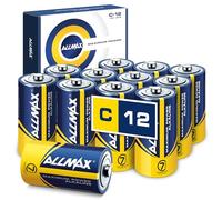 Piles Alcalines Allmax C Baby (LR14) à Puissance maximale (12 pièces) - Durée de Vie Ultra Longue : 7 Ans, étanche, adaptée aux appareils - alimentée par la Technologie EnergyCircle (1,5 Volt).