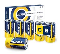 Piles Alcalines Allmax C Baby (LR14) à Puissance maximale (6 pièces) - Durée de Vie Ultra Longue : 7 Ans, étanche, adaptée aux appareils - alimentée par la Technologie EnergyCircle (1,5 Volt).