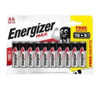 Piles Alcalines Energizer Max AA/LR6. pack de 15+5