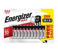 Piles Alcalines Energizer Max AAA/LR3. pack de 15+5