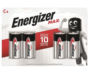 Piles Alcalines Energizer MAX C 4 Pièces 1,5V Durée Longue ENG6565