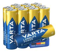 VARTA Piles AA, lot de 12, Longlife Power, Alcalines, 1,5V, adaptées aux jouets, souris sans fil, lampes de poche, Made in Germany