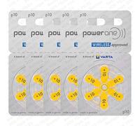 6 Piles auditives Power One Zinc Air 10