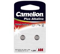 Piles bouton - CAMELION - AG6 - Lot de 2 - Alcalines 1,5 V - Ø9,5 x 2,1 mm