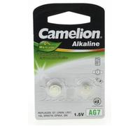 Piles boutons - CAMELION - AG7 (LR927/395/195) - Alcaline - Sans mercure - Blister 2 unités
