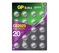 Piles CR2025 - Lot de 20 Piles | GP Extra | Batteries CR 2025 Lithium 3v - Longue durée et Haute Performance pour dispositifs médicaux et Portables, balances et Porte clés
