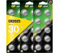 Piles CR2025 - Lot de 30 | GP | Bouton Lithium CR 2025 3V- Haute Performance pour dispositifs Portables et médicaux, Porte-clés et balances