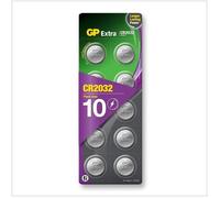 Piles CR2032 - Lot de 10 |GP Extra |Bouton Lithium CR 2032 3V- Haute Performance pour dispositifs Portables et médicaux, Porte-clés