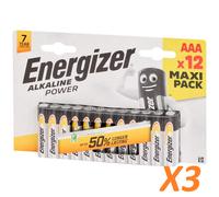 ✅Piles Energizer Alkaline Power LR03 1.5 V AAA 36 pièces Alcaline Lot de 36