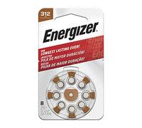 Piles Energizer EZ Turn & Lock Format 312 pour prothèses auditives, pack de 8, marron