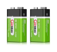 Piles GutAlkaLi 9V Bloc de Piles, 2 Pièces, Alimentation Longue Durée pour Détecteurs de Fumée, Alarmes Incendie, Microphone 6LR61 6F22 PP3 MN1604