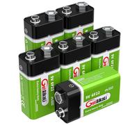 Piles GutAlkaLi 9V Bloc de Piles, 6 Pièces, Alimentation Longue Durée pour Détecteurs de Fumée, Alarmes Incendie, Microphone 6LR61 6F22 PP3 MN1604