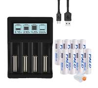Piles Li-Ion AA, capacité de 900mAh, tension de 3,7V, 3,7 V, 8 batteries 1 chargeur