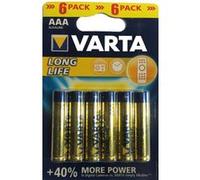 VARTA Piles AAA, lot de 6, Longlife, Alcalines, 1,5V, pour télécommandes, radios, horloges, Made in Germany